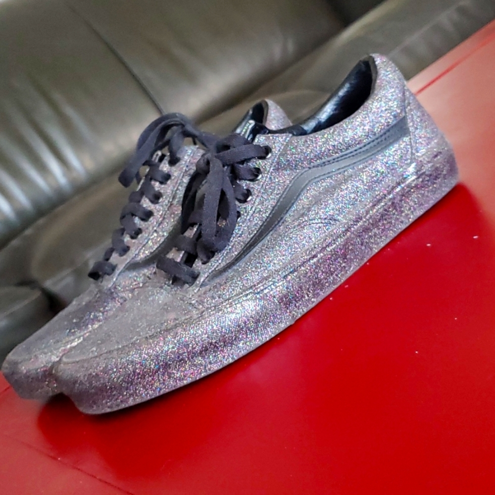 Sparkly purple and black Van's size 10